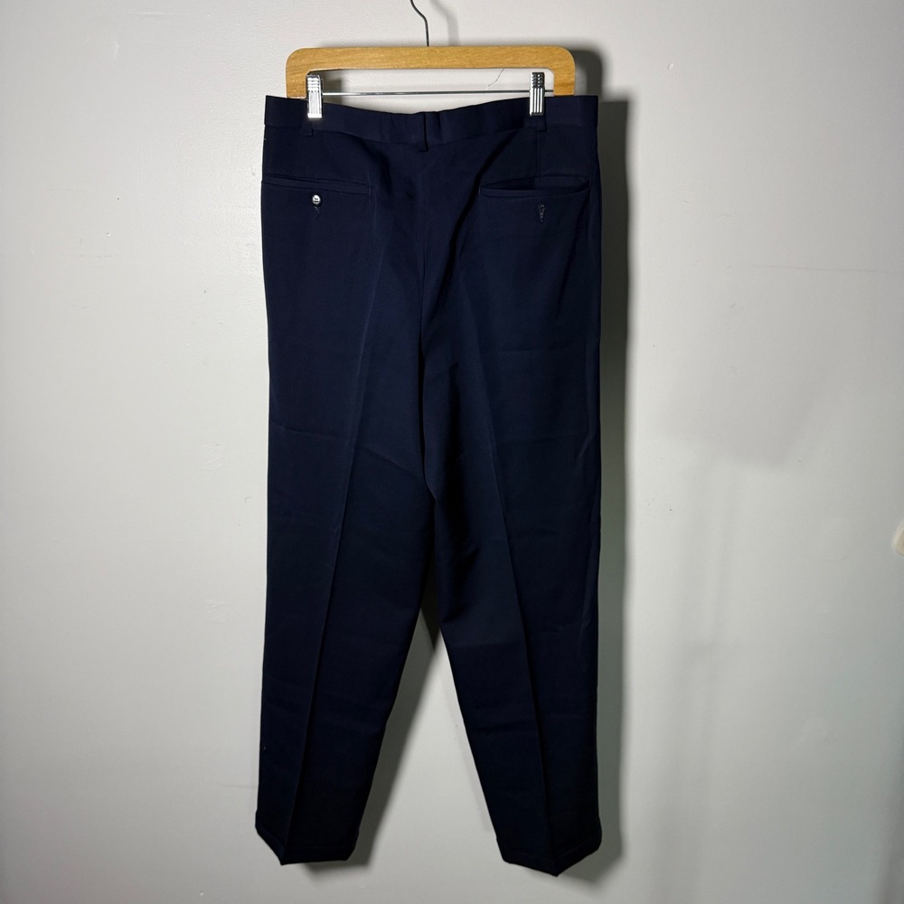 Gianfranco Ruffini Vintage Dress Pants Navy Blue 100% Wool Pleats 34x32 Tailored - Picture 3 of 7